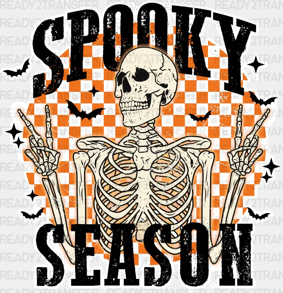 Spooky Skeleton Season Halloween Dtf Transfer Adult Unisex - S & M (10’) / White