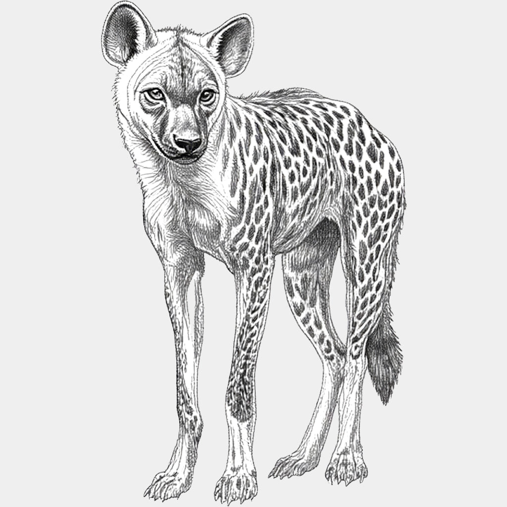 Spotted Hyena B&W - Animals DTF Transfers - Adult Unisex - S & M (10’’) / Light Color Design (See Imaging)
