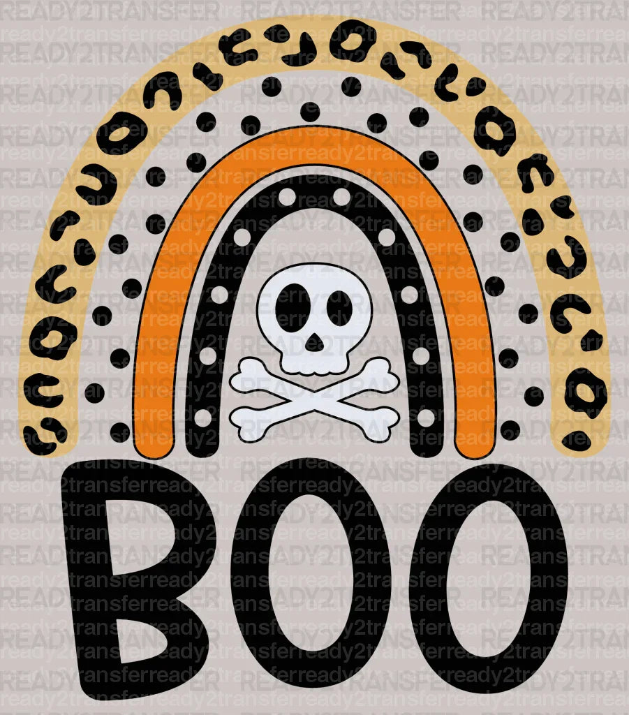 Spotted Leopard Skull BOO DTF Transfer ready2transfer Black