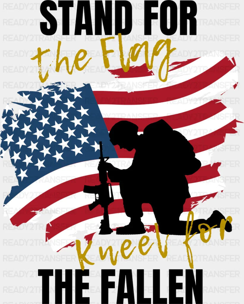 Stand For The Flag - Military Dtf Heat Transfer Adult Unisex S & M (10’’) / Dark Color Design