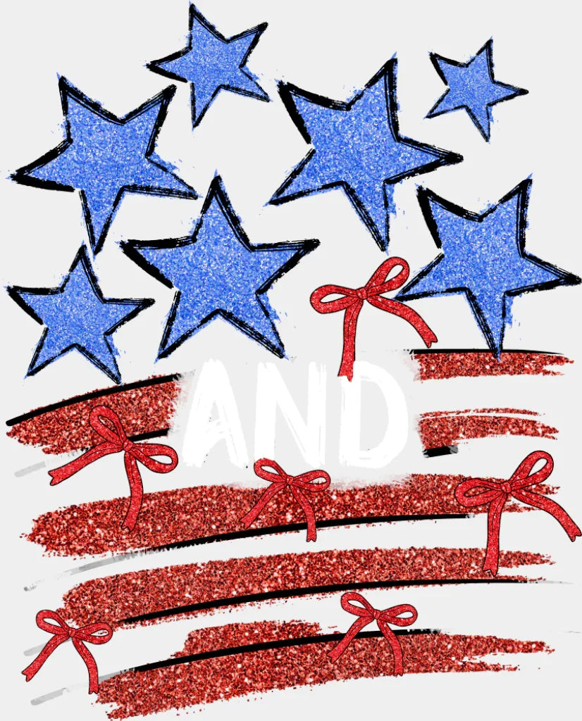 Stars And Stripes Red & Blue - 4th Of July DTF Transfer Adult Unisex - S & M (10’’) / Light Color Design (See Imaging)