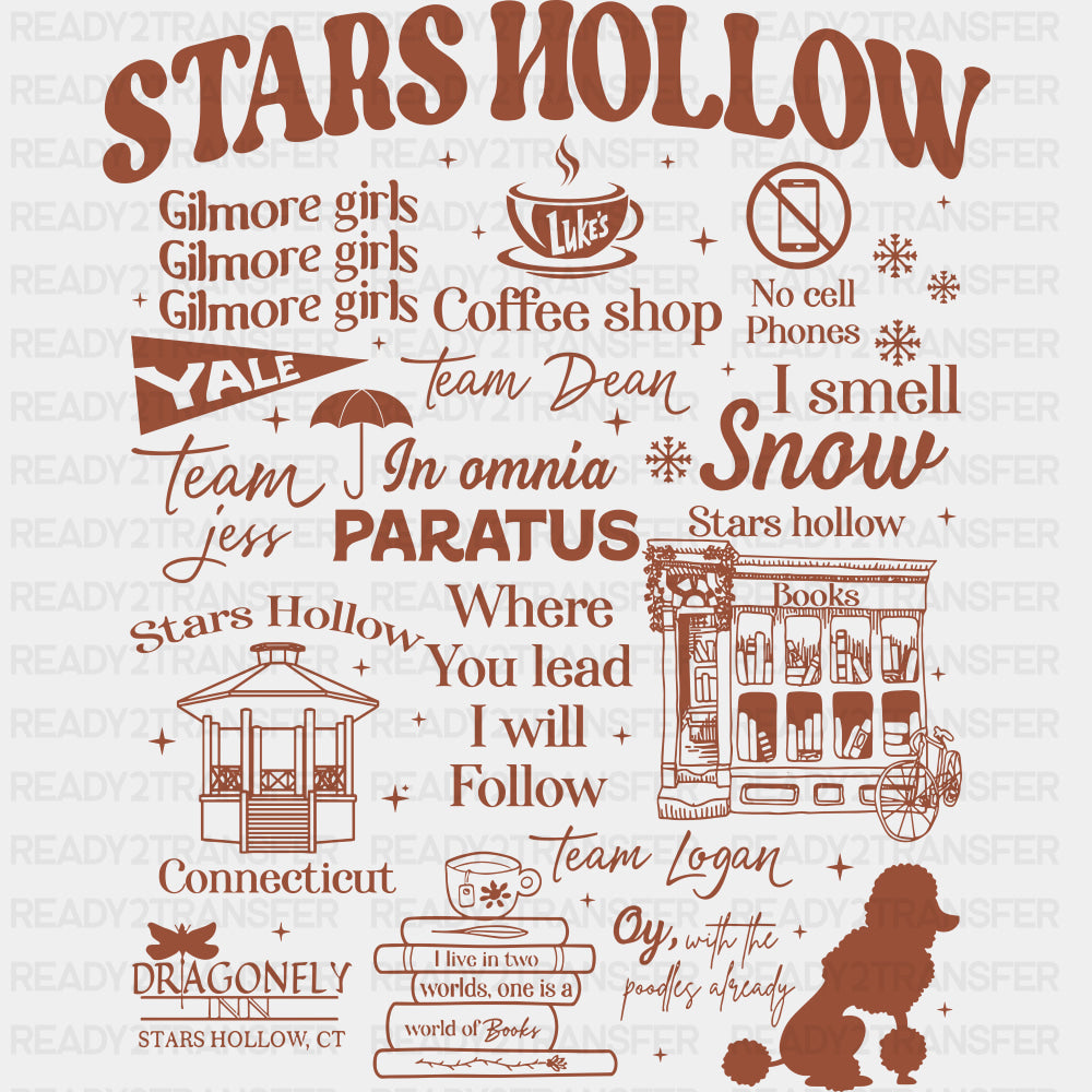Stars Hollow Orange And White Design - States And Cities DTF Transfer ready2transfer Dark Color Design (See Imaging)