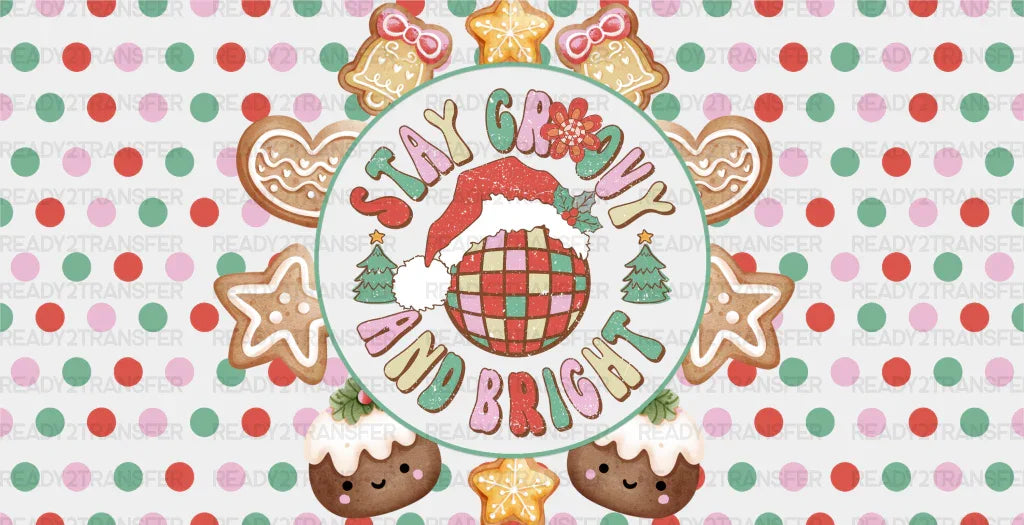 Stay Groovy And Bright - Christmas Cup Wrap Uv Sticker Permanent Dtf Decal