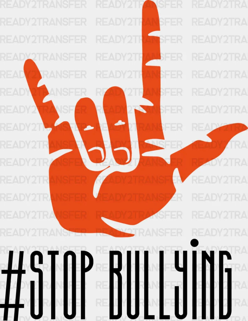 Stop Bullying Hand Design - Anti Dtf Heat Transfer Adult Unisex S & M (10’’) / Dark Color (See