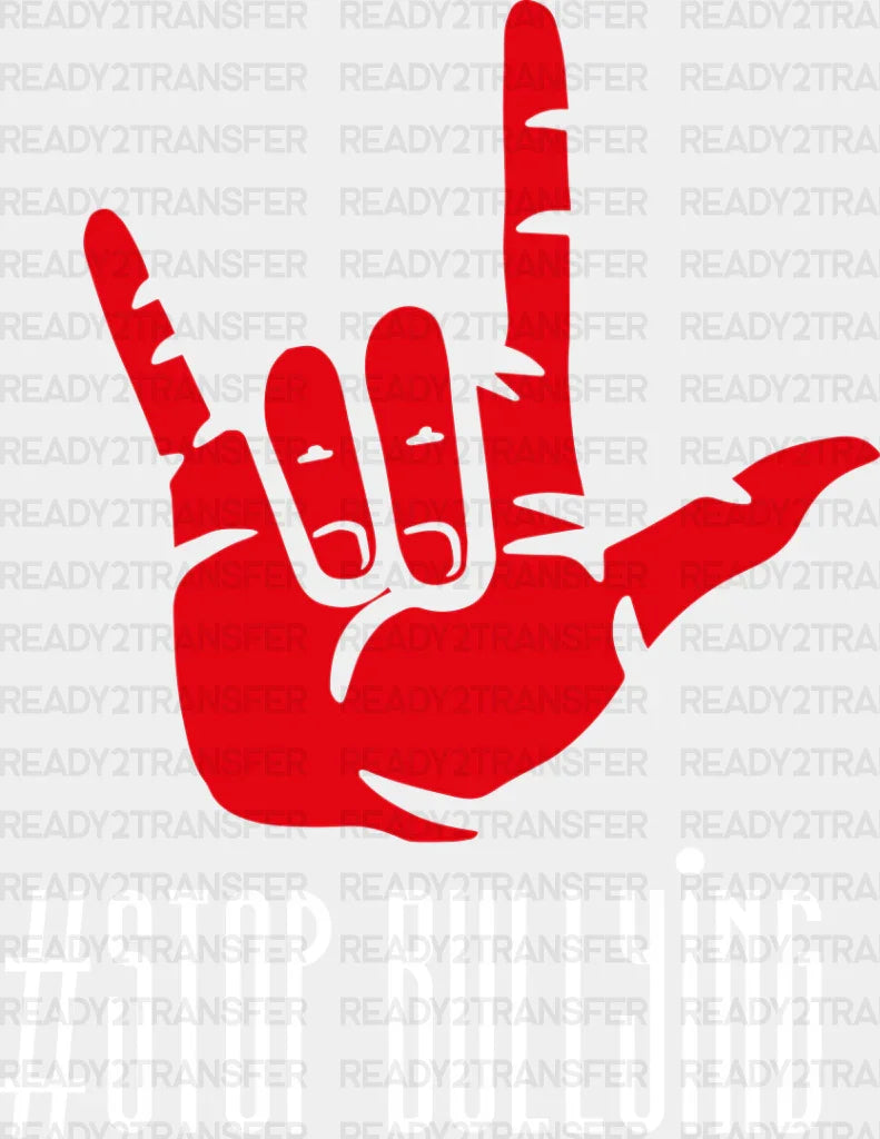 Stop Bullying Hand Design - Anti Dtf Heat Transfer Adult Unisex S & M (10’’) / Light Color (See