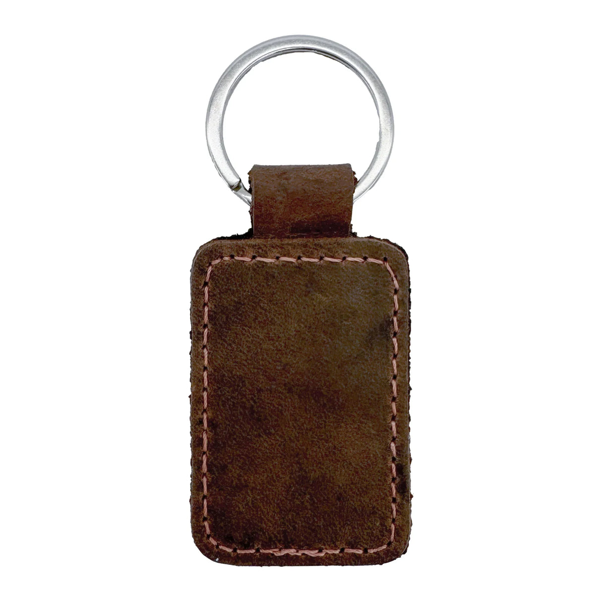 Custom Engraved Leather Keychain – Square