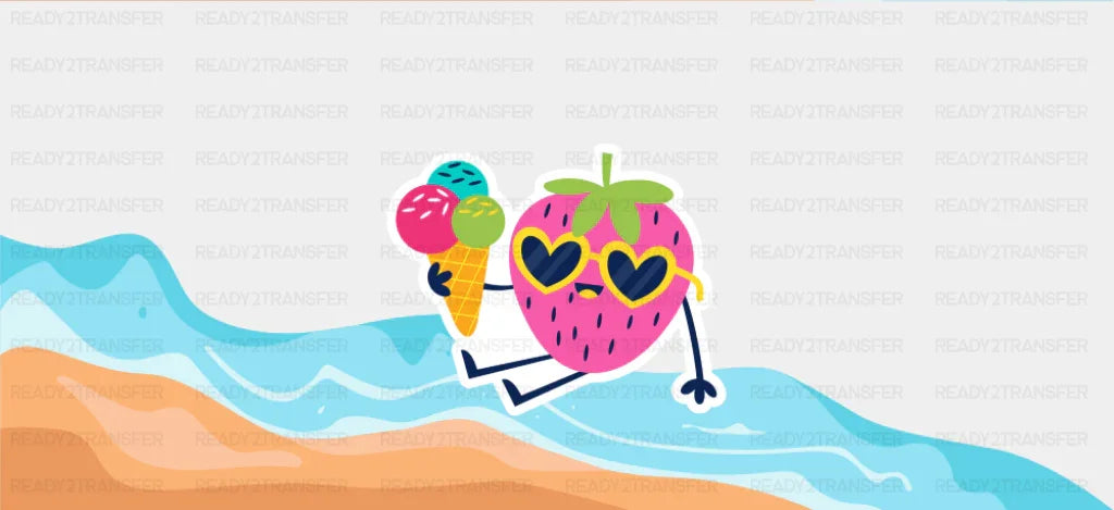 Strawberry Icecream - Summer Cup Wrap UV Sticker Permanent UV DTF Decal