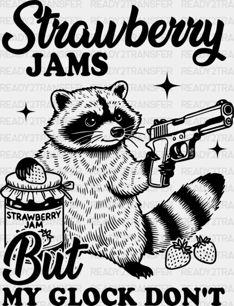 Strawberry Jams But My Glock Don’t - Funny Dtf Transfer Adult Unisex S & M (10’’) / Dark