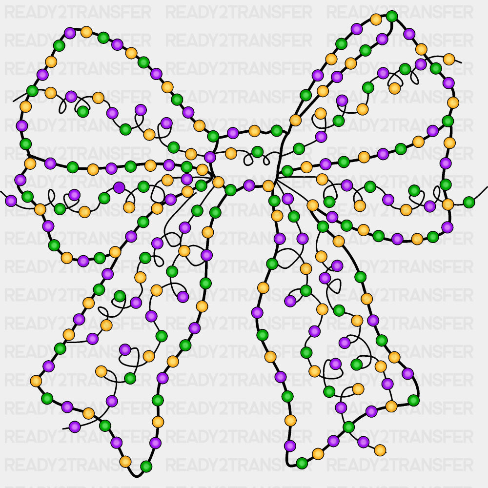 String Lights Ribbon - Mardi Gras DTF Transfers ready2transfer Dark Color Design (See Imaging)