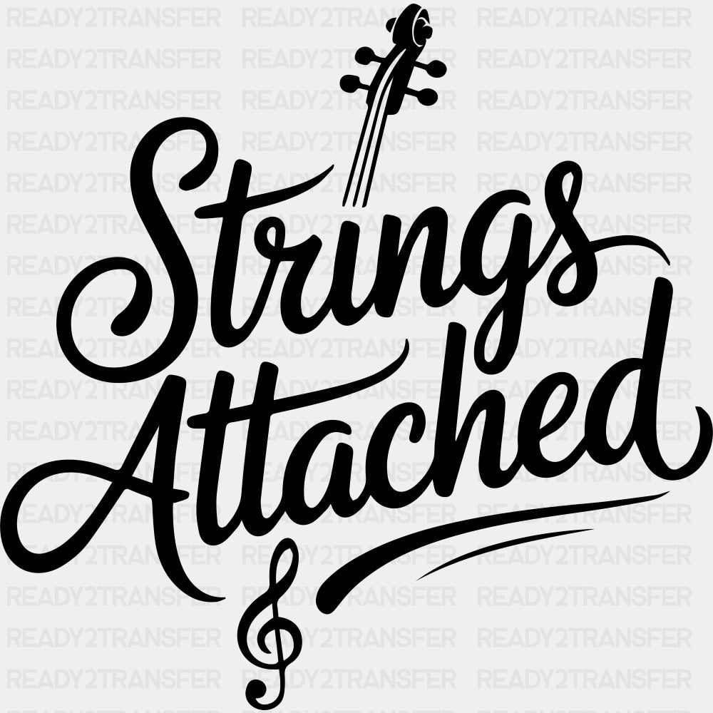 Strings Attached - Music DTF Transfers ready2transfer Dark Color Design (See Imaging)