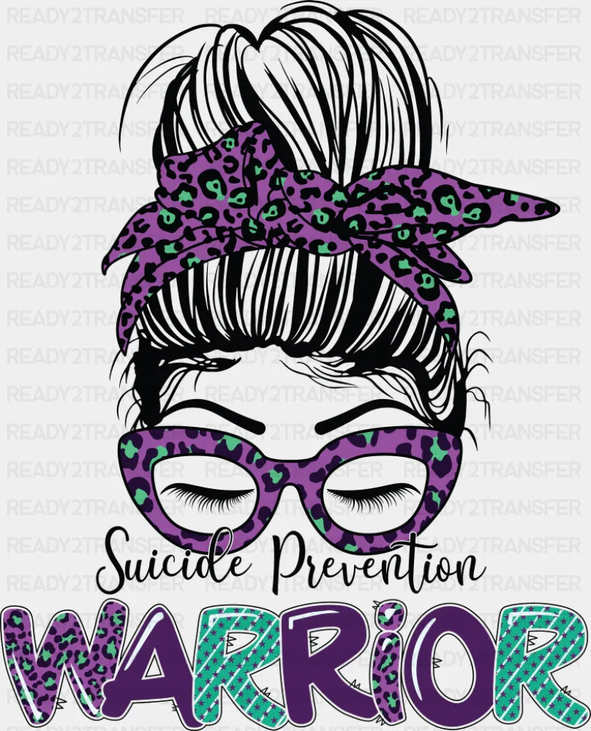 Suicide Prevention Warrior - Suicide Awareness DTF Transfer Adult Unisex - S & M (10’’) / Dark Color Design (See