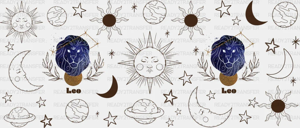 Sun And Moon Leo Sign - Zodiac Cup Wrap Uv Sticker Permanent Dtf Decal