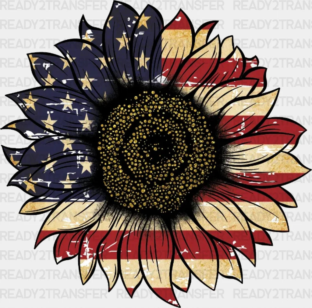Sunflower 4Th Of July Dtf Heat Transfer Independence Day Design Fourth