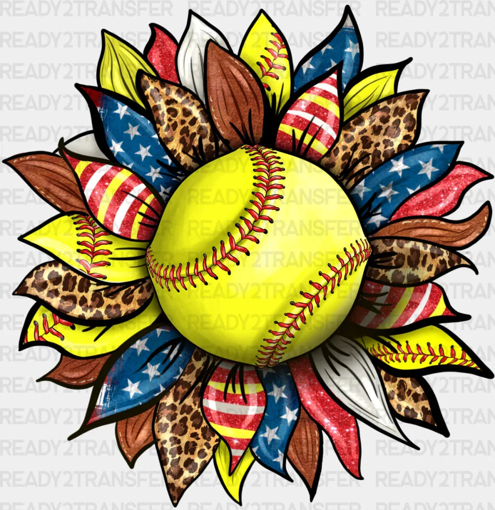 Sunflower Design - Softball Dtf Heat Transfer