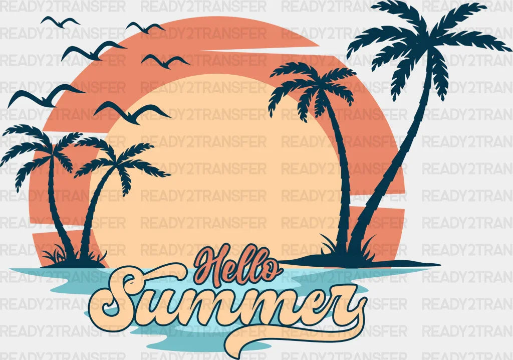 Sunrise Hello Summer Palms Dtf Transfer