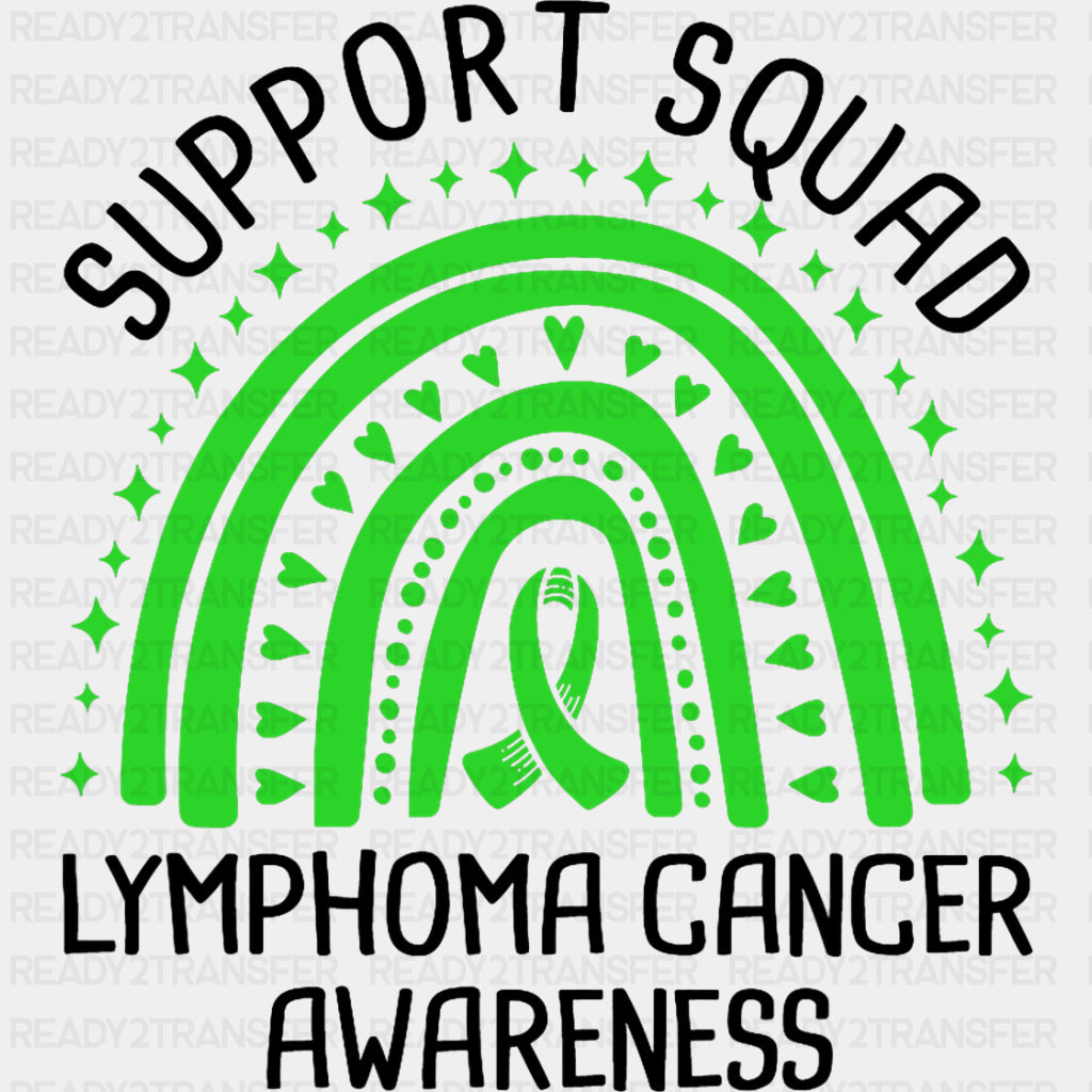 Support Squad, Dots Stars & Hearts Rainbow - Lymphoma DTF Transfers ready2transfer Dark Color Design (See Imaging)