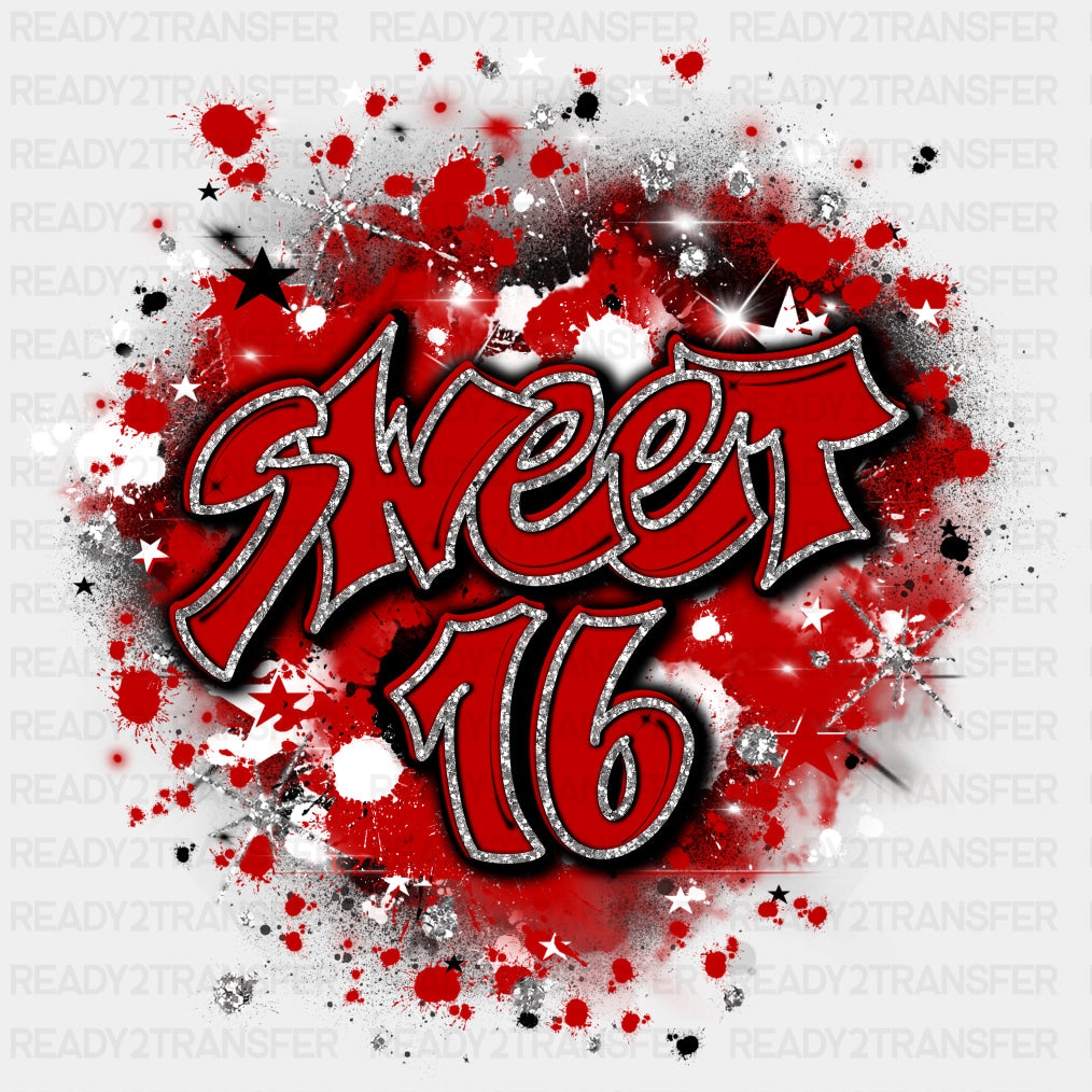 Sweet 16 Red & White - Sweet 16 DTF Transfers ready2transfer