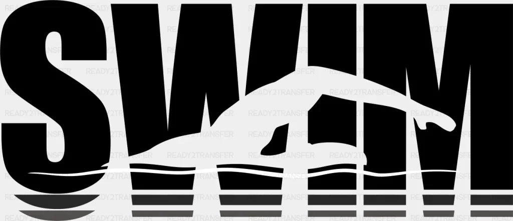 Swim B&W - Swimming DTF Transfer Adult Unisex - S & M (10’’) / Dark Color Design (See Imaging)