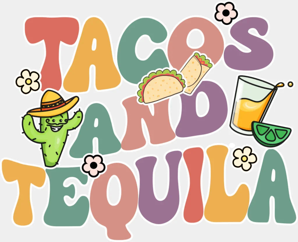 Tacos And Tequila - Cinco De Mayo DTF Transfer Adult Unisex - S & M (10’’) / Light Color Design (See Imaging)