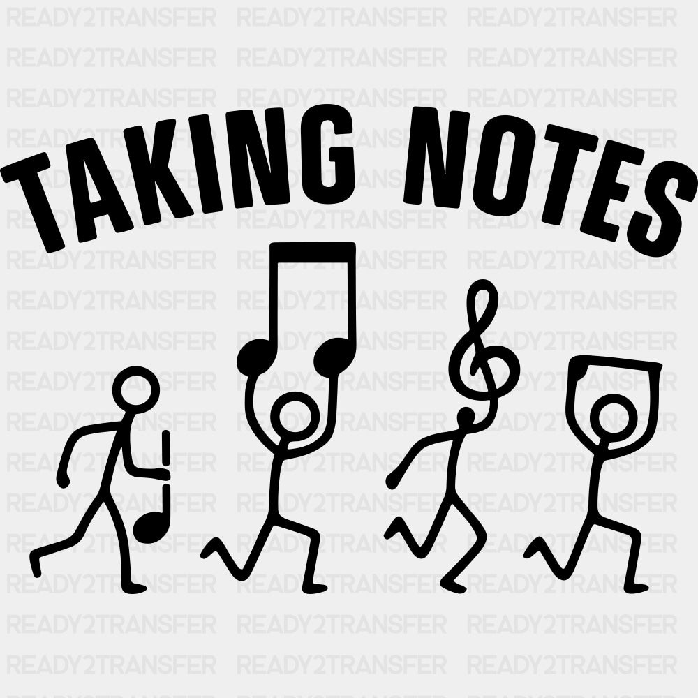 Taking Notes - Music DTF Transfers ready2transfer Dark Color Design (See Imaging)