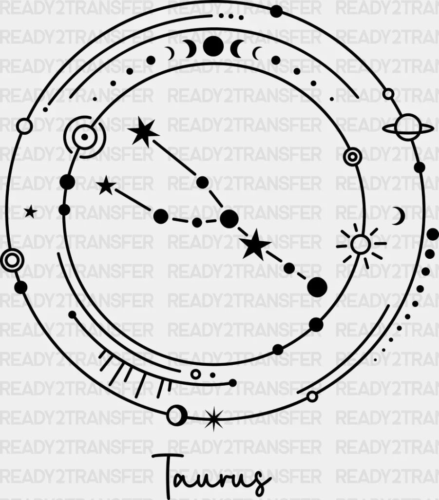 Taurus Constellation Design - Zodiac Dtf Transfer Adult Unisex S & M (10’’) / Dark Color (See