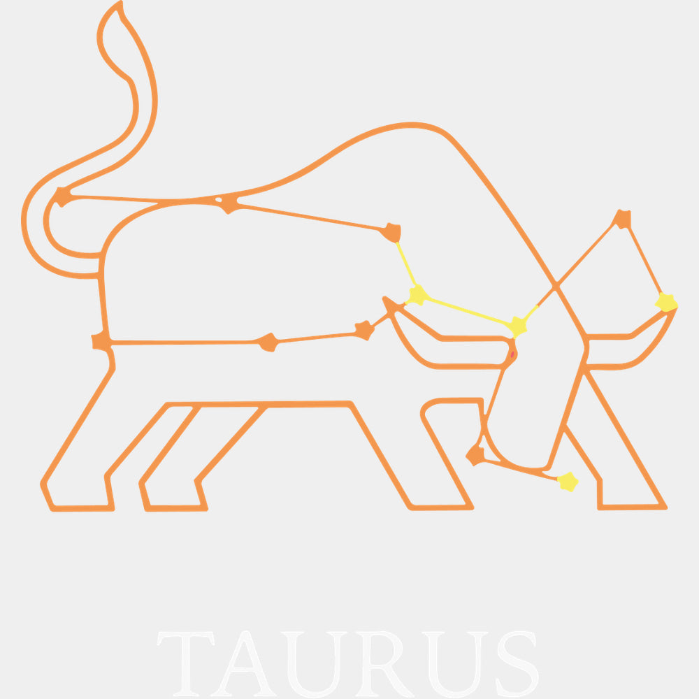 Taurus Orange Constellation - Zodiacs & Horoscopes DTF Transfers - Adult Unisex - S & M (10’’) / Light Color Design