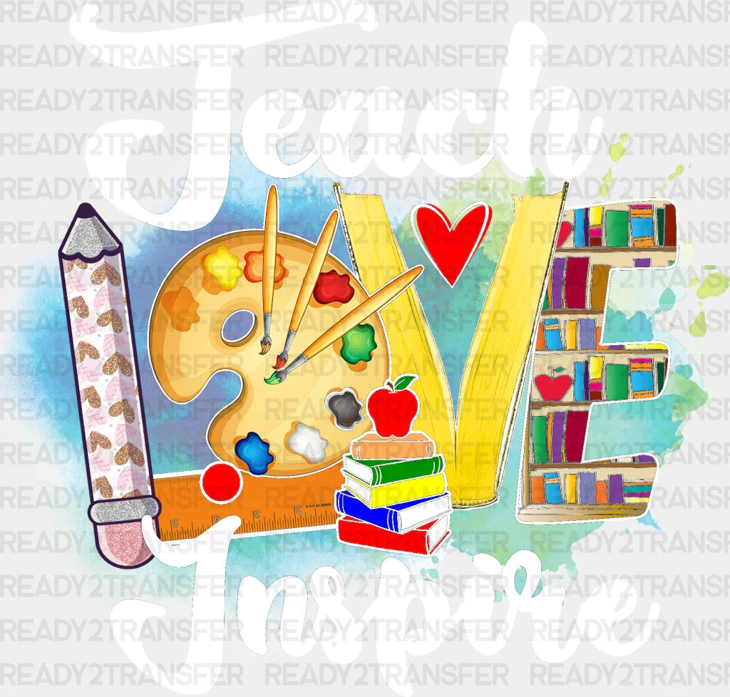 Teach Love Inspire Design - Teachers Dtf Heat Transfer Adult Unisex S & M (10’’) / White