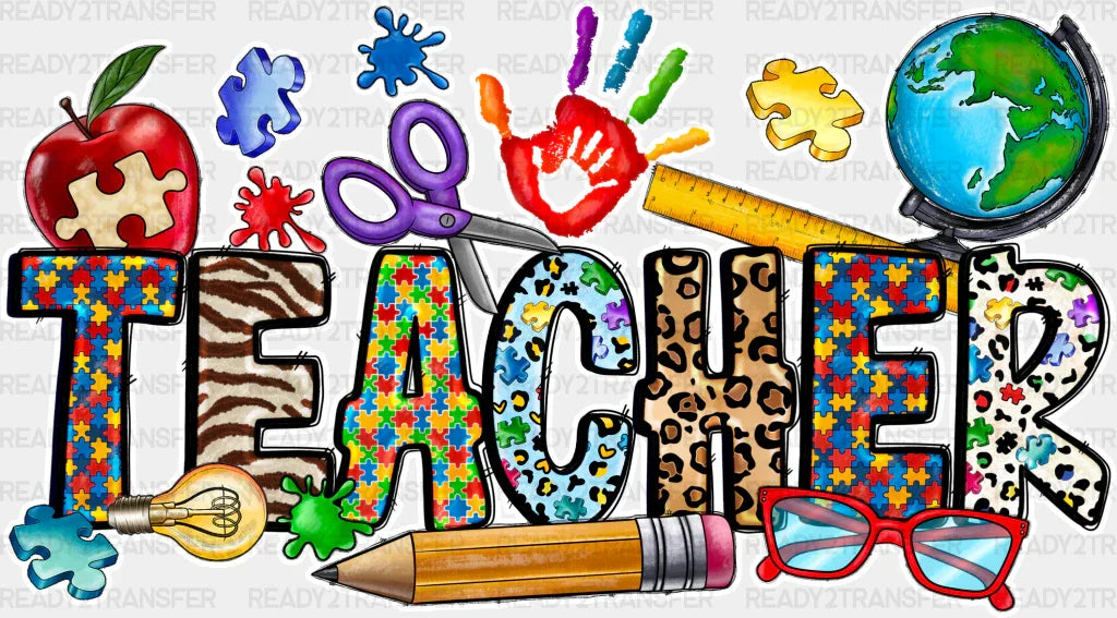 Teacher Design - Teachers Dtf Heat Transfer Adult Unisex S & M (10’’) / White