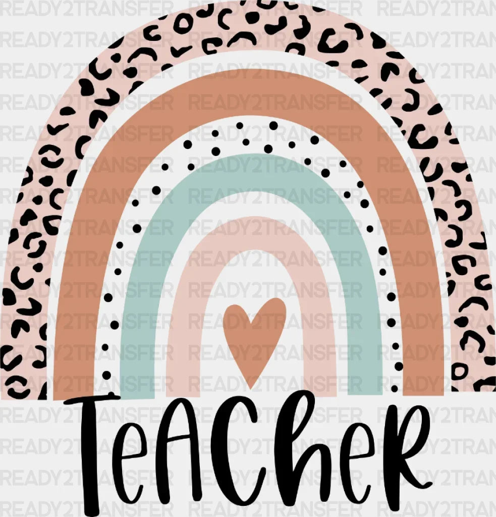 Teacher Leopard Rainbow DTF Heat Transfer ready2transfer