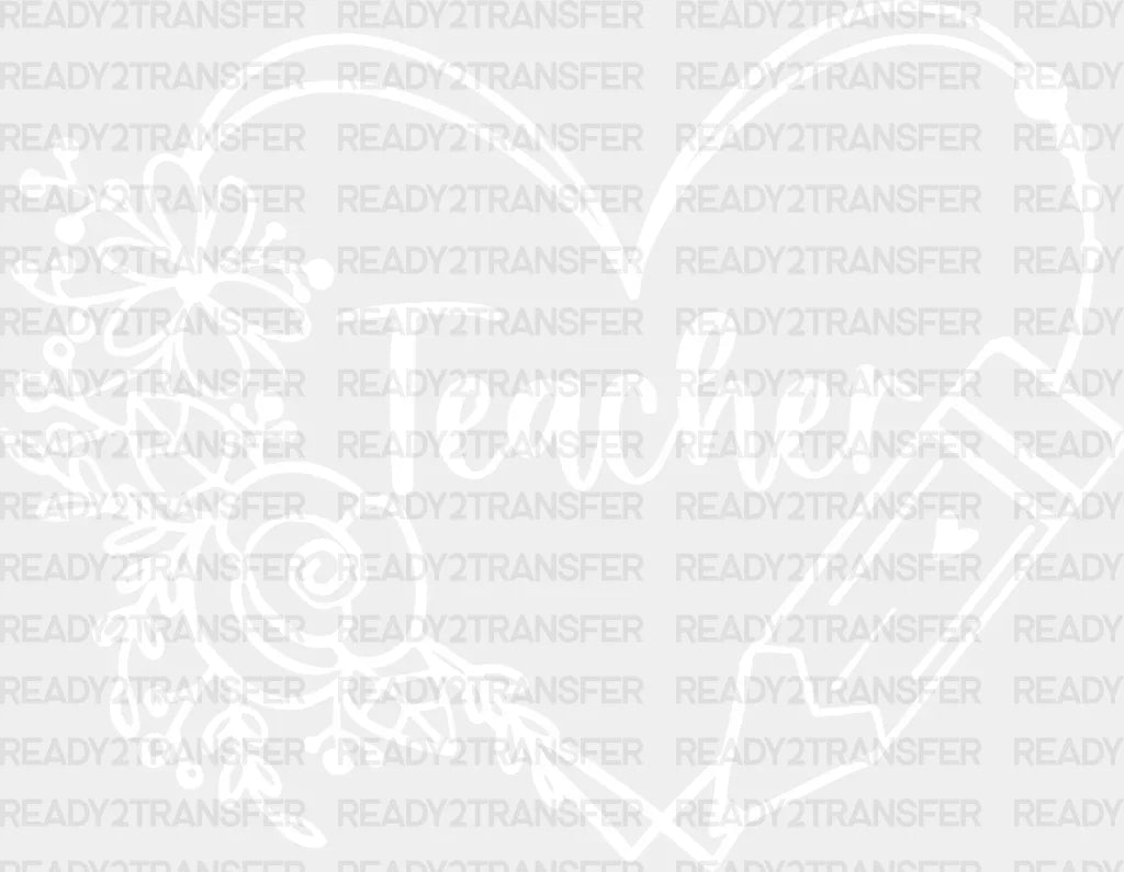 Teacher Love Flower DTF Transfer ready2transfer White
