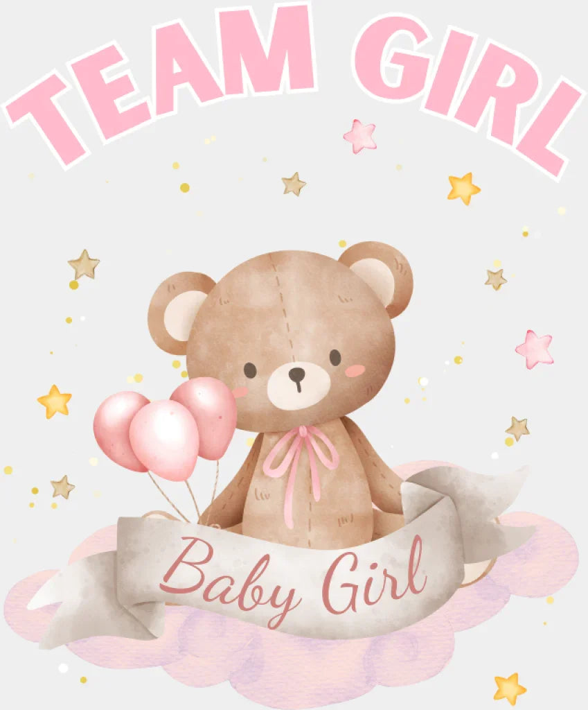 Team Boy & Girl Teddy Bear - Gender Reveal DTF Transfer Adult Unisex - S & M (10’’) / Girl Design (See Imaging)
