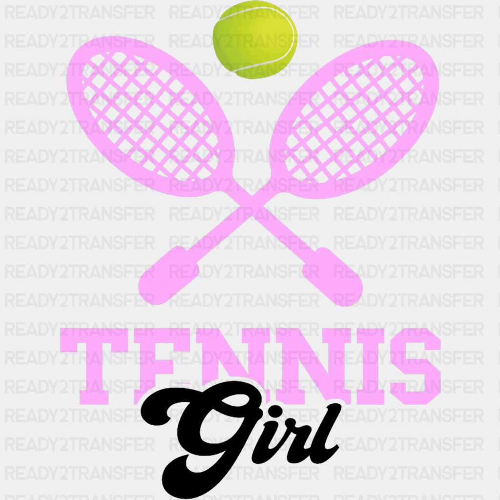Tennis Girl, Pink Rackets - Tennis DTF Transfers ready2transfer Dark Color Design (See Imaging)