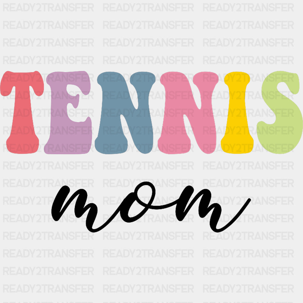 Tennis Mom, Retro Colorful - Tennis DTF Transfers ready2transfer Dark Color Design (See Imaging)