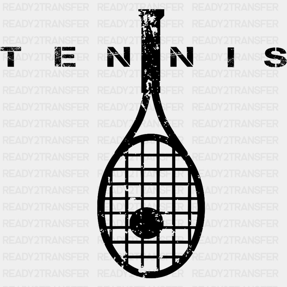 Tennis Racket B&W - Tennis DTF Transfers ready2transfer Dark Color Design (See Imaging)