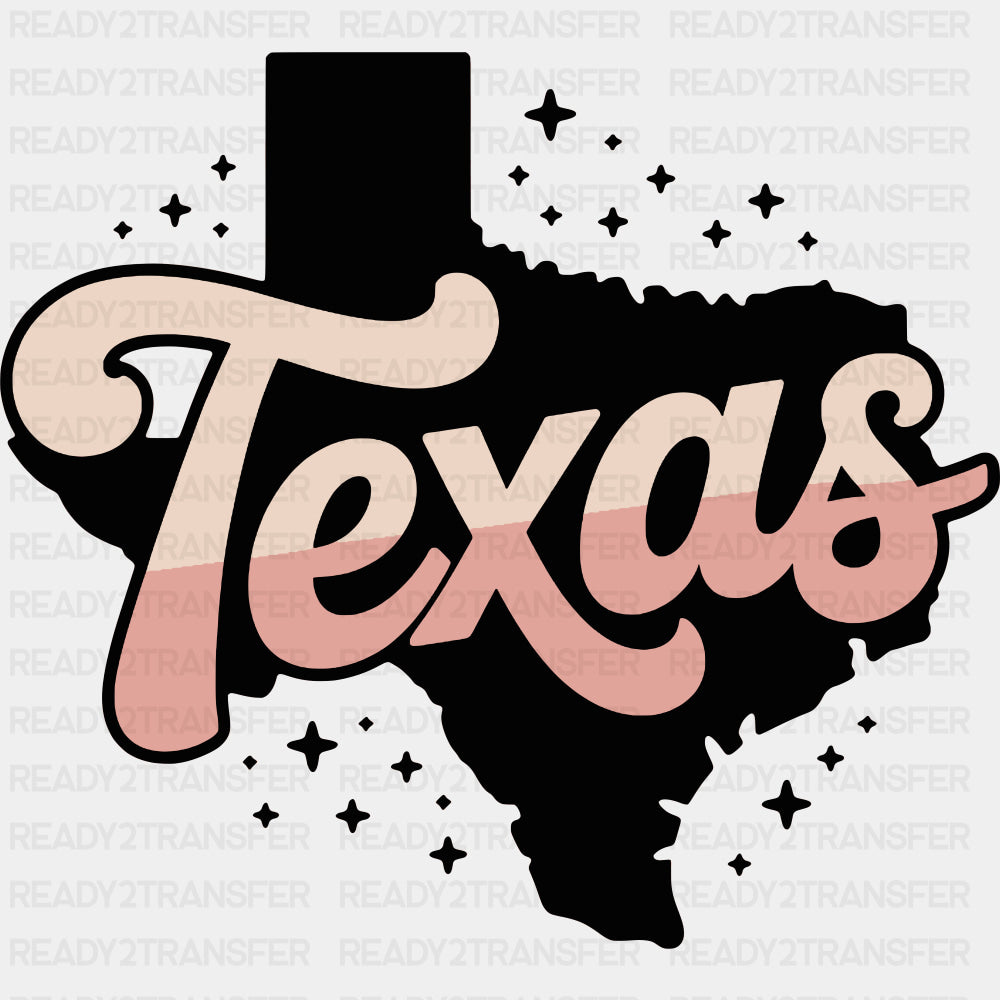 Texas Map - States & Cities DTF Transfer ready2transfer Dark Color Design (See Imaging)