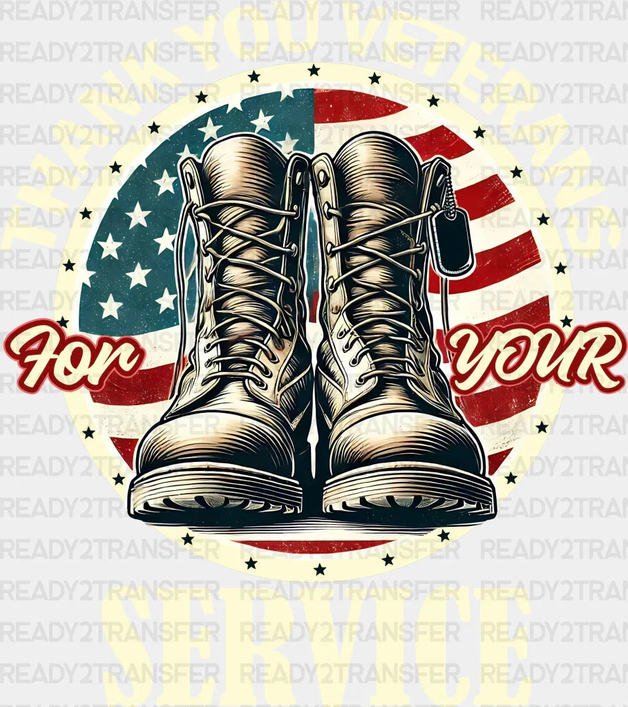 Thank You Veterans For Your Service - Army Dtf Transfer Adult Unisex S & M (10’’) / Light Color