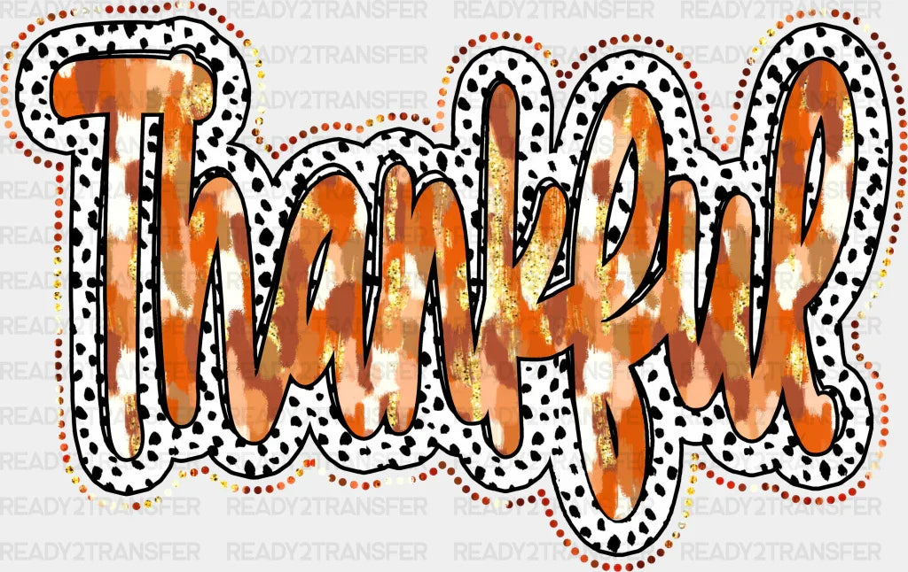 Thankful Ribbon White And - Thanksgiving Dtf Transfer