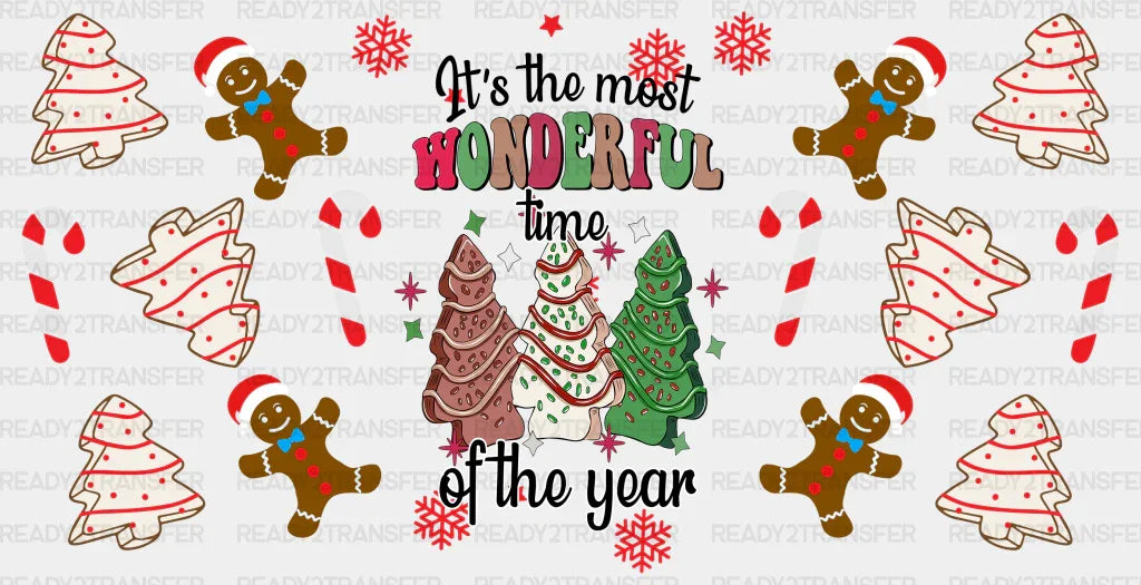 The Most Wonderful Time - Christmas Cup Wrap Uv Sticker Permanent Dtf Decal