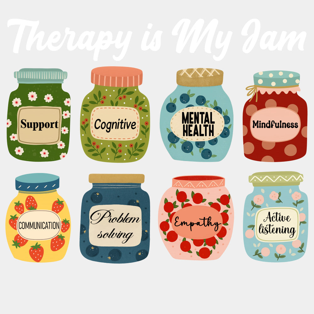 Therapy Is My Jam - Therapist DTF Transfers ready2transfer Light Color Design (See Imaging)