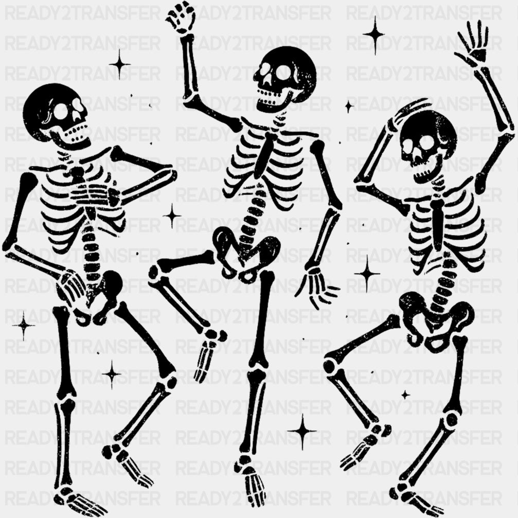 Three Skeleton Posing - Skeleton DTF Transfers ready2transfer Dark Color Design (See Imaging)