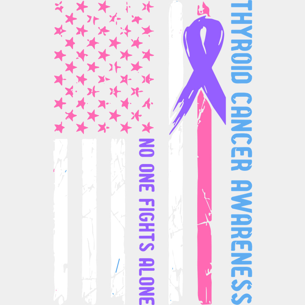 Thyroid Cancer Awareness No One Fights Alone - Thyroid Cancer DTF Transfers - Adult Unisex - S & M (10’’) / Light Color