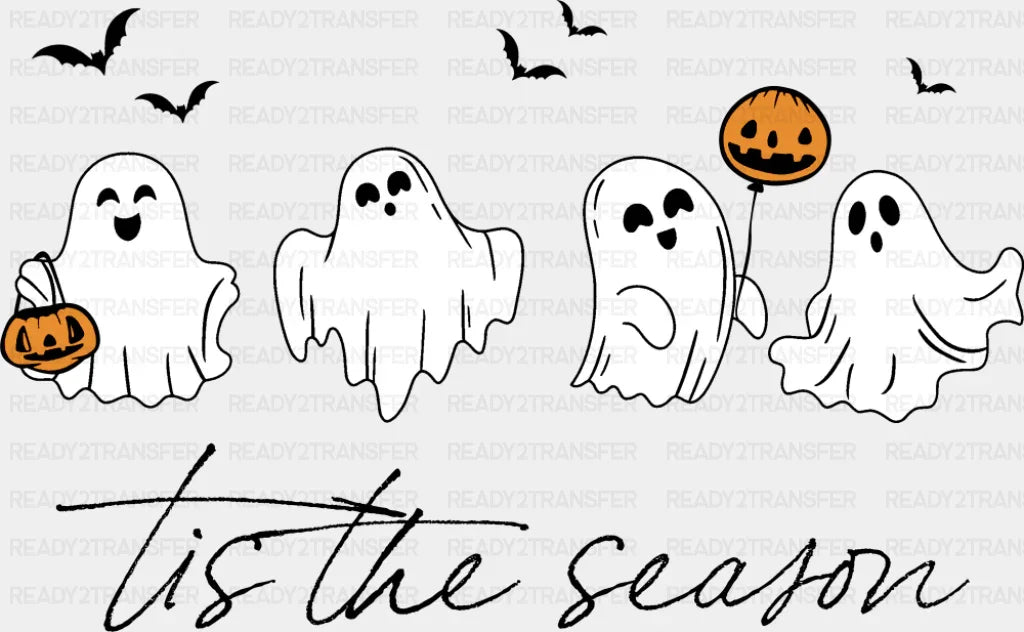 Tis The Season Ghosts - Halloween DTF Transfer Adult Unisex - S & M (10’’) / Dark Color Design (See Imaging)
