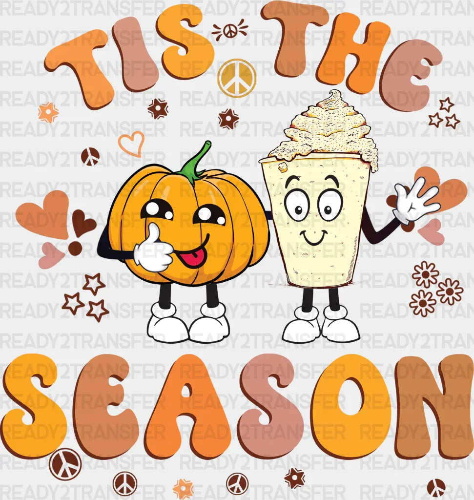 Tis The Season Pumpkin And Drink - Fall Dtf Transfer Adult Unisex S & M (10’’) / Dark Color