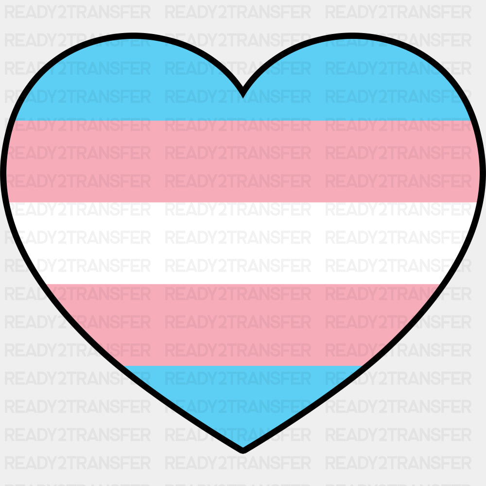 Transgender Flag Heart - Transgender DTF Transfers ready2transfer Dark Color Design (See Imaging)