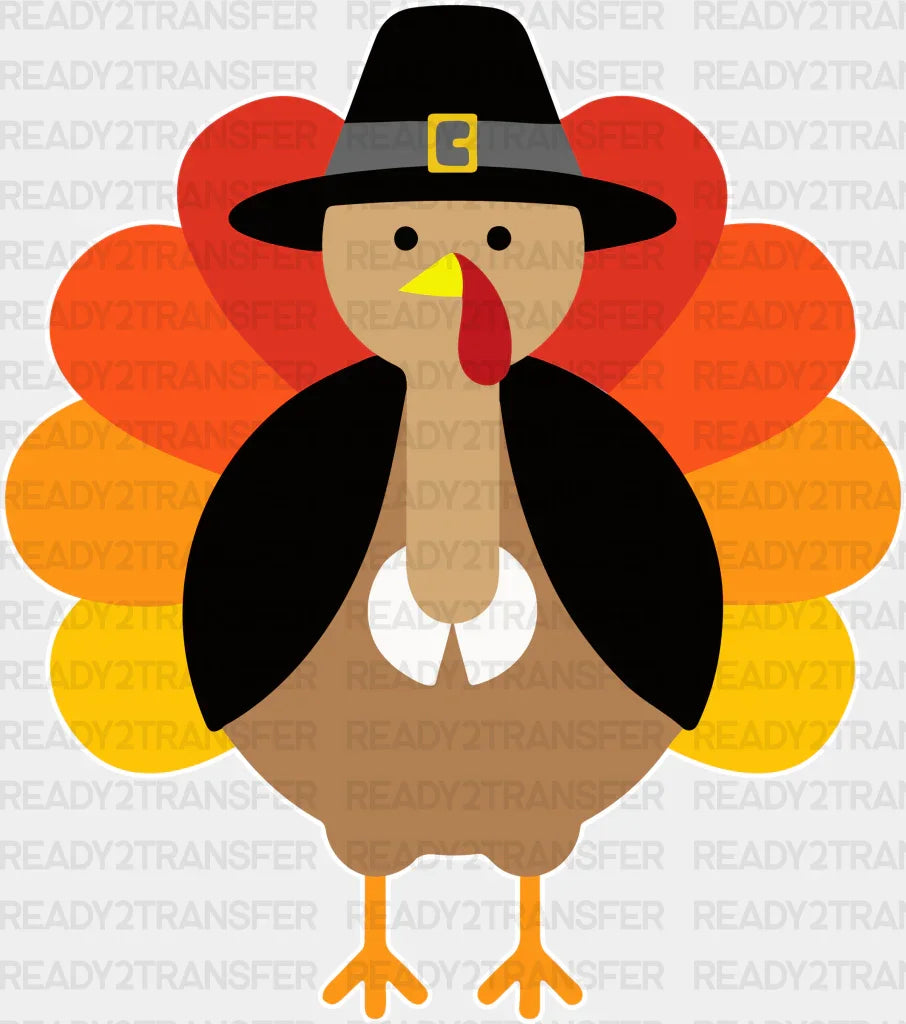 Turkey Fedora Gradient Design - Thanksgiving Dtf Transfer Adult Unisex S & M (10’’) / Light