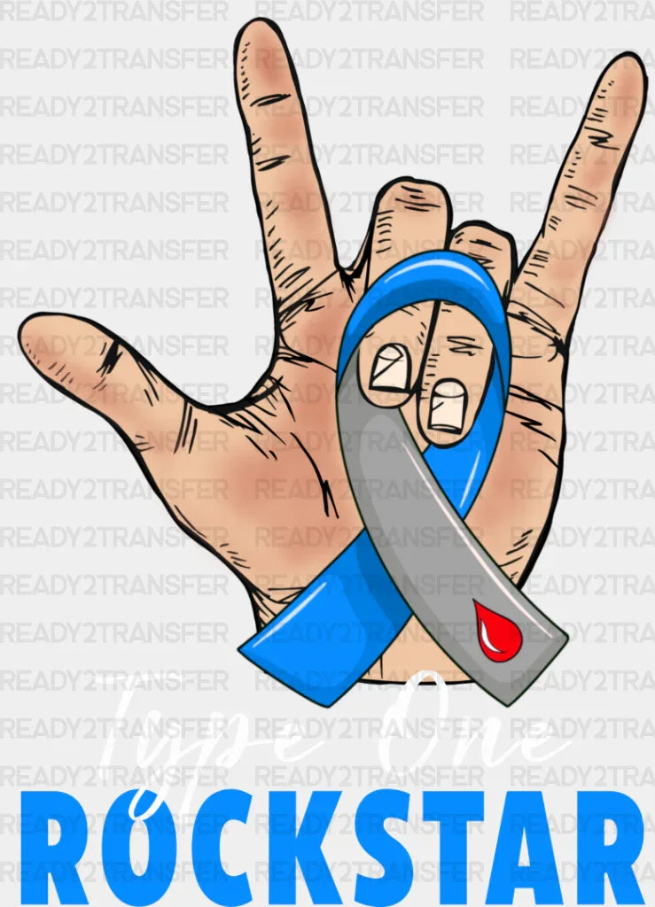 Type One Rockstar - Diabetes Dtf Heat Transfer Adult Unisex S & M (10’’) / Light Color Design
