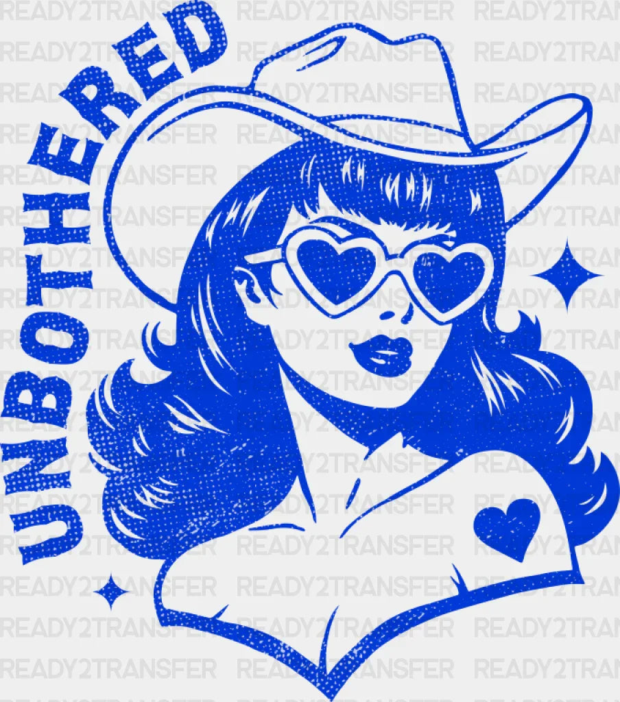 Unbothered Cowgirl - Dtf Transfer Adult Unisex S & M (10’’) / Blue Color Design (See Imaging)
