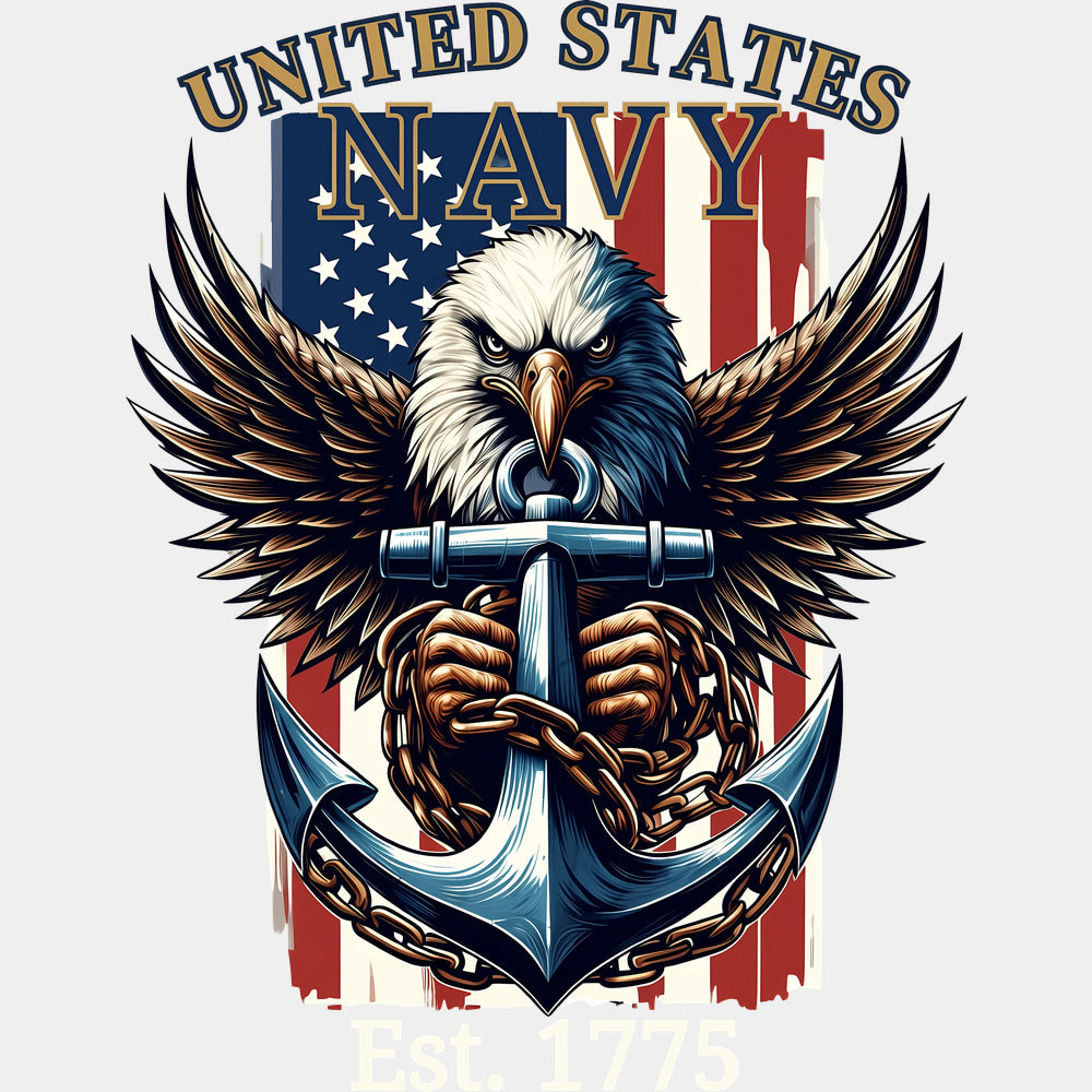 United States Navy Est. 1775 - Navy DTF Transfers - Adult Unisex - S & M (10’’) / Light Color Design (See Imaging)