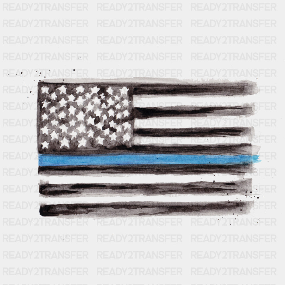 US Flag Watercolor - Police DTF Transfers ready2transfer
