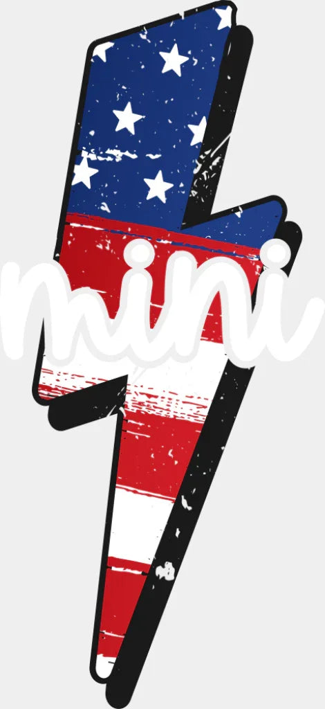 US Lightning Bolt Mini B&W - 4th Of July DTF Transfer Adult Unisex - S & M (10’’) / Light Color Design (See Imaging)